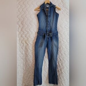 Neeso Jeans Jumpsuit For Women Slim Fit Zipper Sleeveless V-Neck Fashion Size 7.